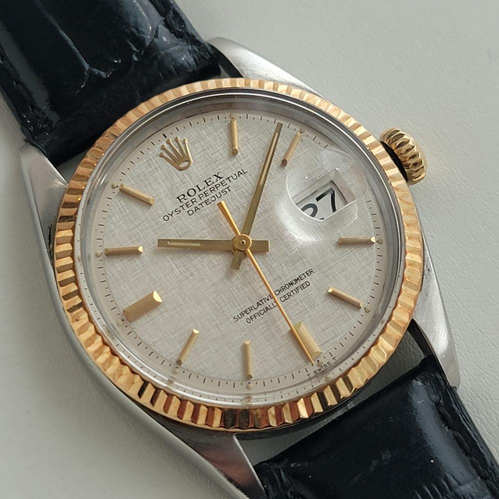 Mens Rolex Oyster Datejust 1601 14k Gold SS Automatic 1970s Vintage RJC178B In Excellent Condition In Beverly Hills, CA