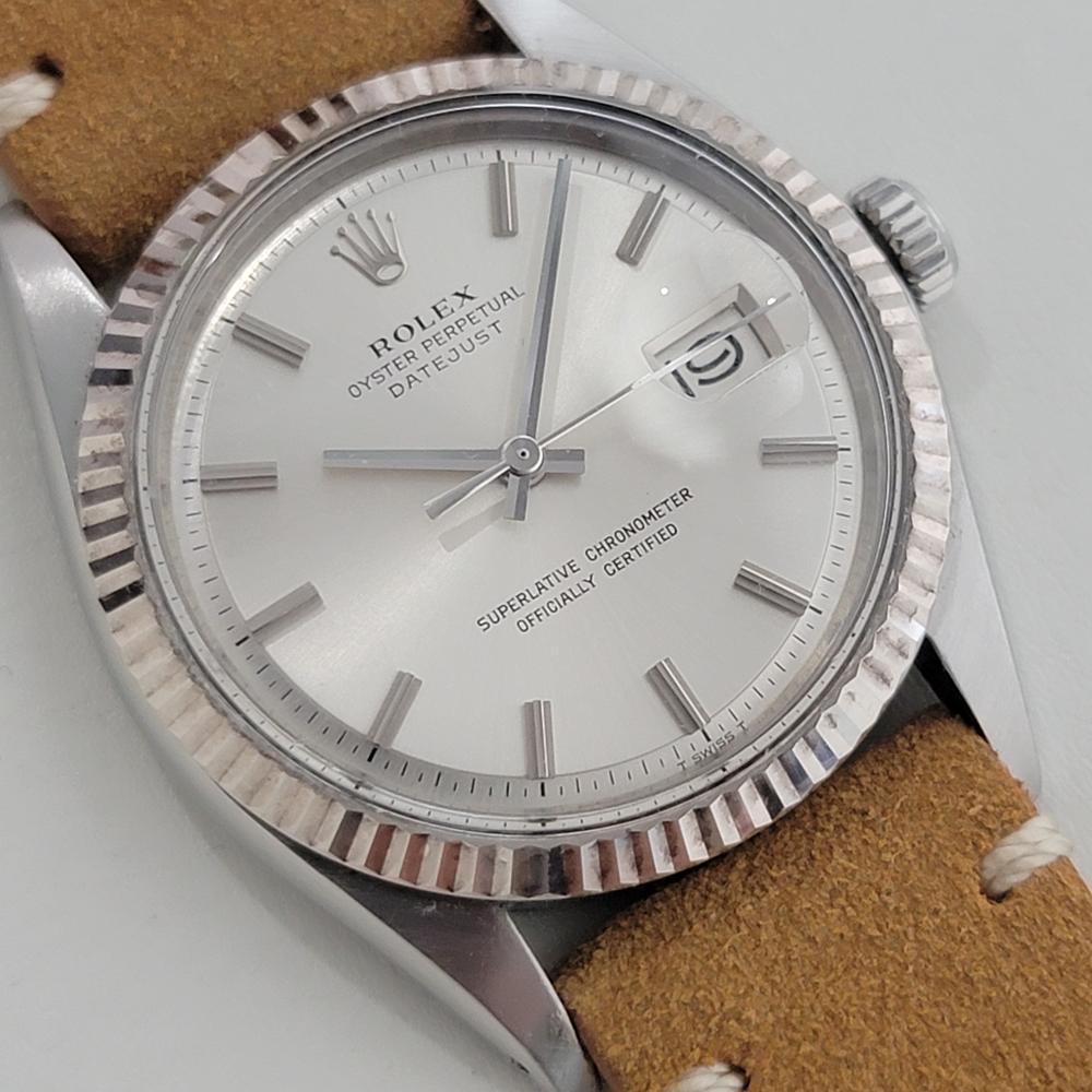 Mens Rolex Oyster Datejust 1601 18k Gold SS Automatic 1970s Vintage RA338T In Excellent Condition In Beverly Hills, CA