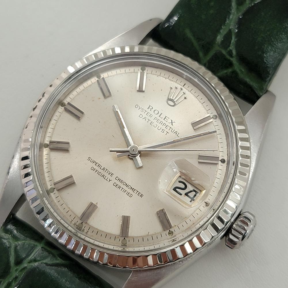 De los hombres Mens Rolex Oyster Datejust 1601 18k Gold SS Automatic 1970s Vintage RA388