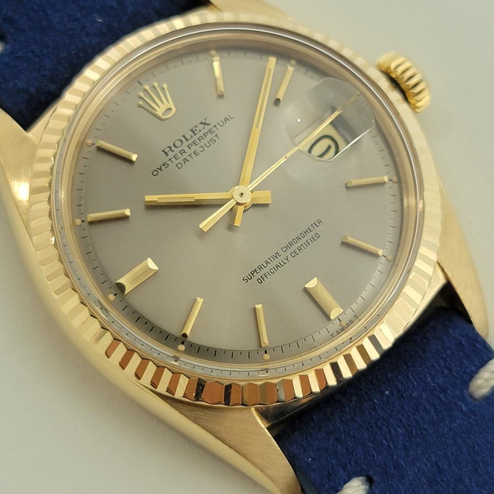 Mens Rolex Oyster Datejust 1601 18k Solid Gold 36m Automatic 1970s Swiss NA139B In Excellent Condition In Beverly Hills, CA