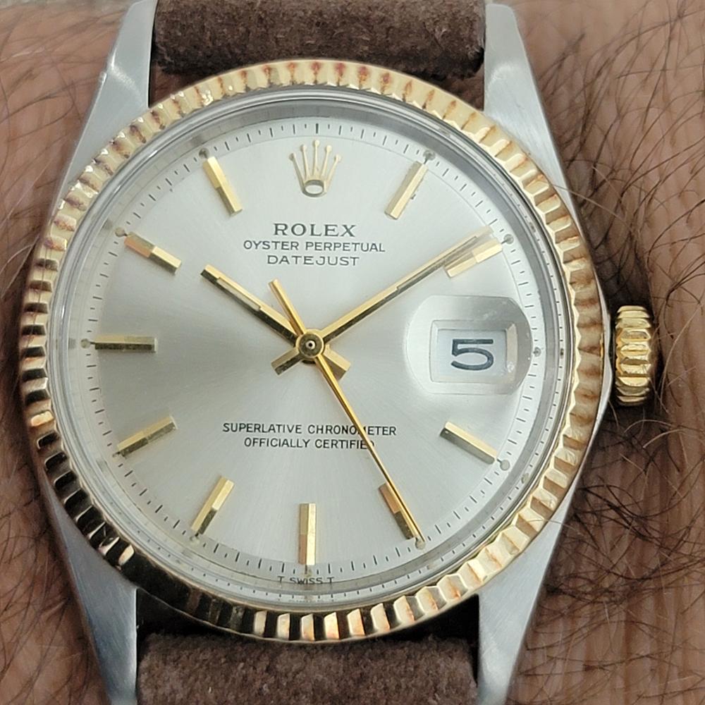 Mens Rolex Oyster Datejust 1601 18k SS 1970s Automatic Swiss Vintage RJC132 For Sale 8