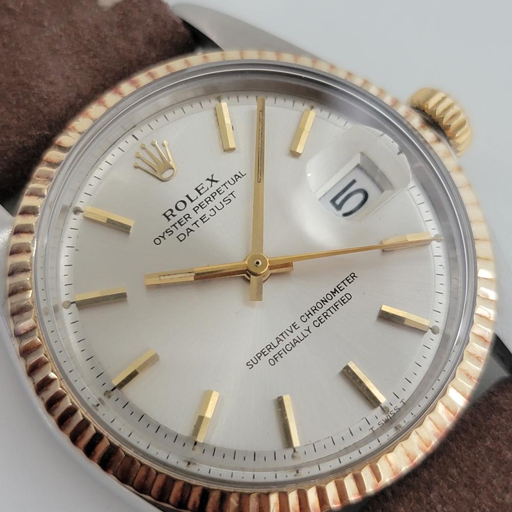 Mens Rolex Oyster Datejust 1601 18k SS 1970s Automatic Swiss Vintage RJC132 In Excellent Condition For Sale In Beverly Hills, CA