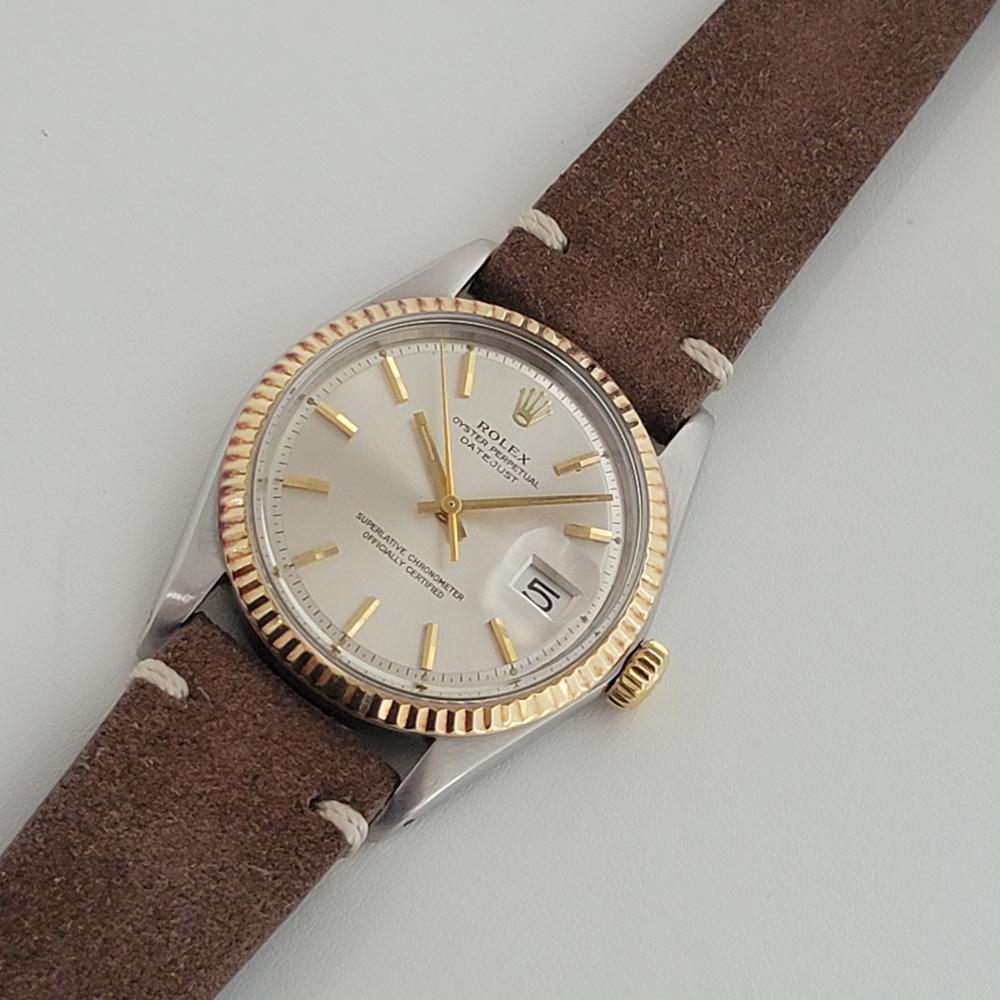 Mens Rolex Oyster Datejust 1601 18k SS 1970s Automatic Swiss Vintage RJC132 For Sale 2