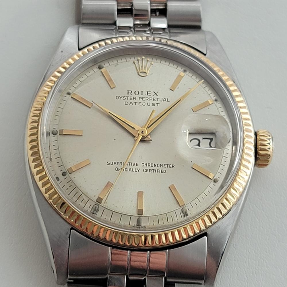 Timeless icon, Men's 18k gold and stainless steel Rolex Oyster Perpetual Datejust Ref.1601 automatic, c.1969, all original, unrestored. Verified authentic by a master watchmaker. Gorgeous Rolex signed dial, unrestored, applied indice hour markers,