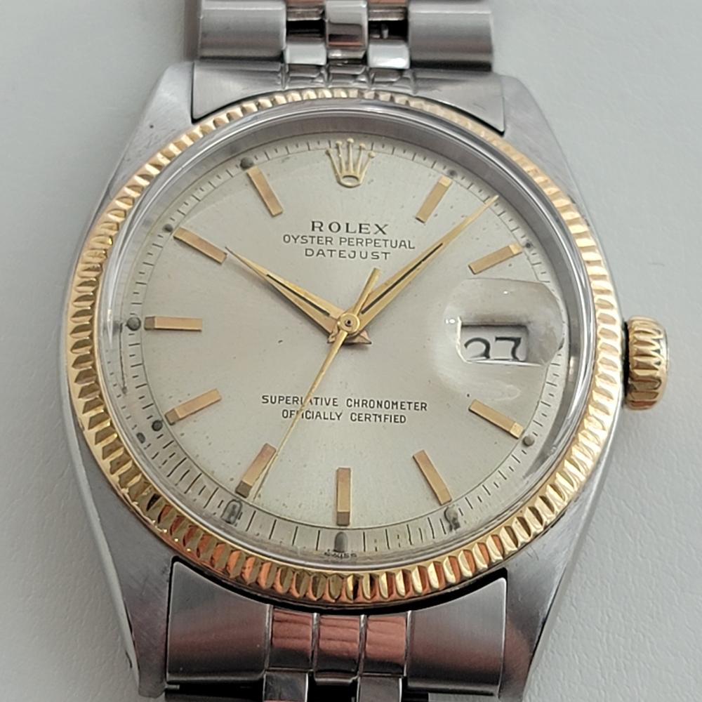 Zeitlose Ikone, Rolex Oyster Perpetual Datejust Ref.1601 Automatik, 18 Karat Gold und Edelstahl, um 1969, komplett original, unrestauriert. Von einem Uhrmachermeister für echt befunden. Wunderschönes, signiertes Rolex-Zifferblatt, unrestauriert,