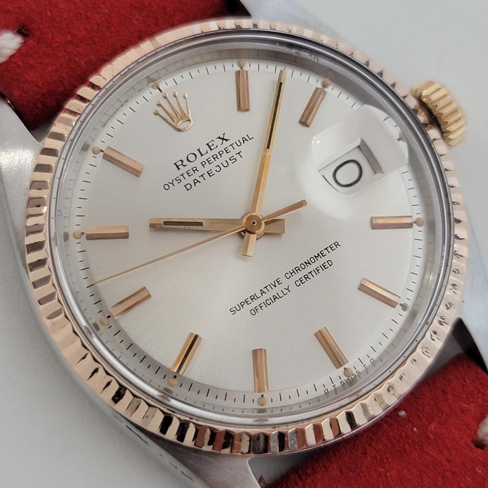 Mens Rolex Oyster Datejust 1601 18k SS Automatic 1960s Swiss Vintage RJC159 In Excellent Condition For Sale In Beverly Hills, CA