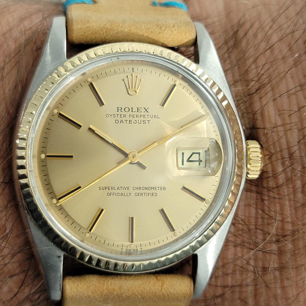 Mens Rolex Oyster Datejust 1601 18k SS Automatic 1970s Swiss Vintage RJC112 For Sale 3