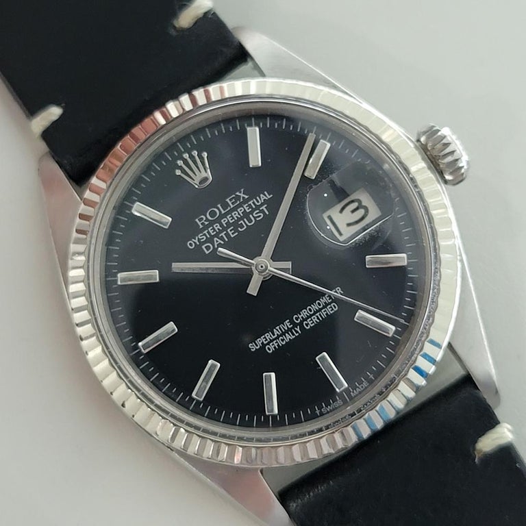 Mens Rolex Oyster Datejust 1601 18k White Gold SS Automatic 1960s RA284 In Excellent Condition For Sale In Beverly Hills, CA
