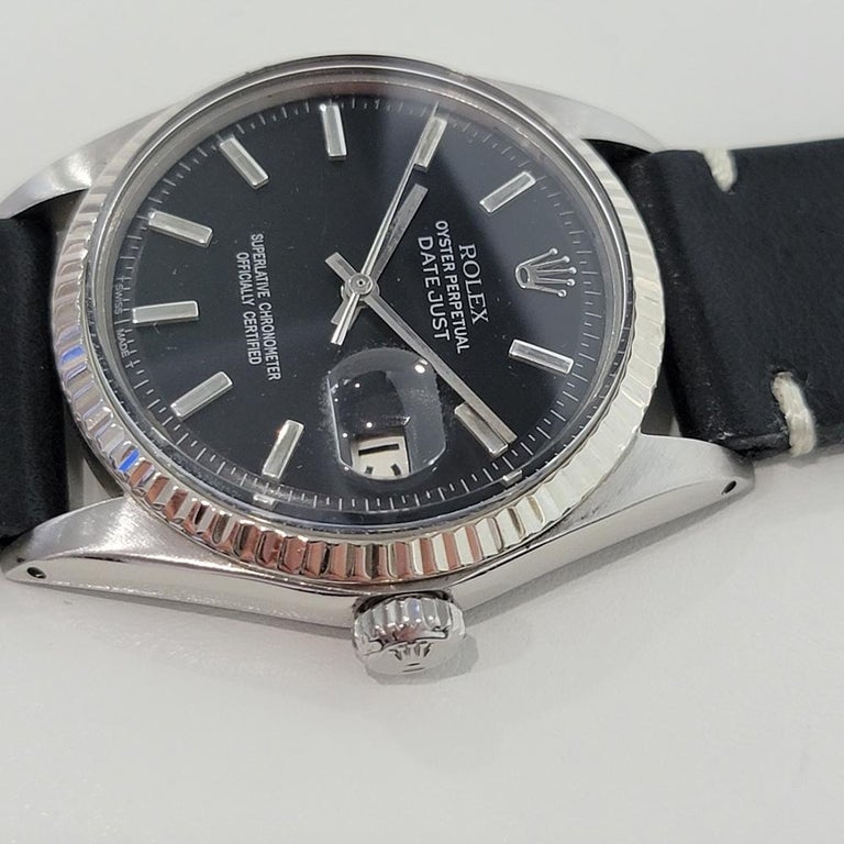 Mens Rolex Oyster Datejust 1601 18k White Gold SS Automatic 1960s RA284 For Sale 1