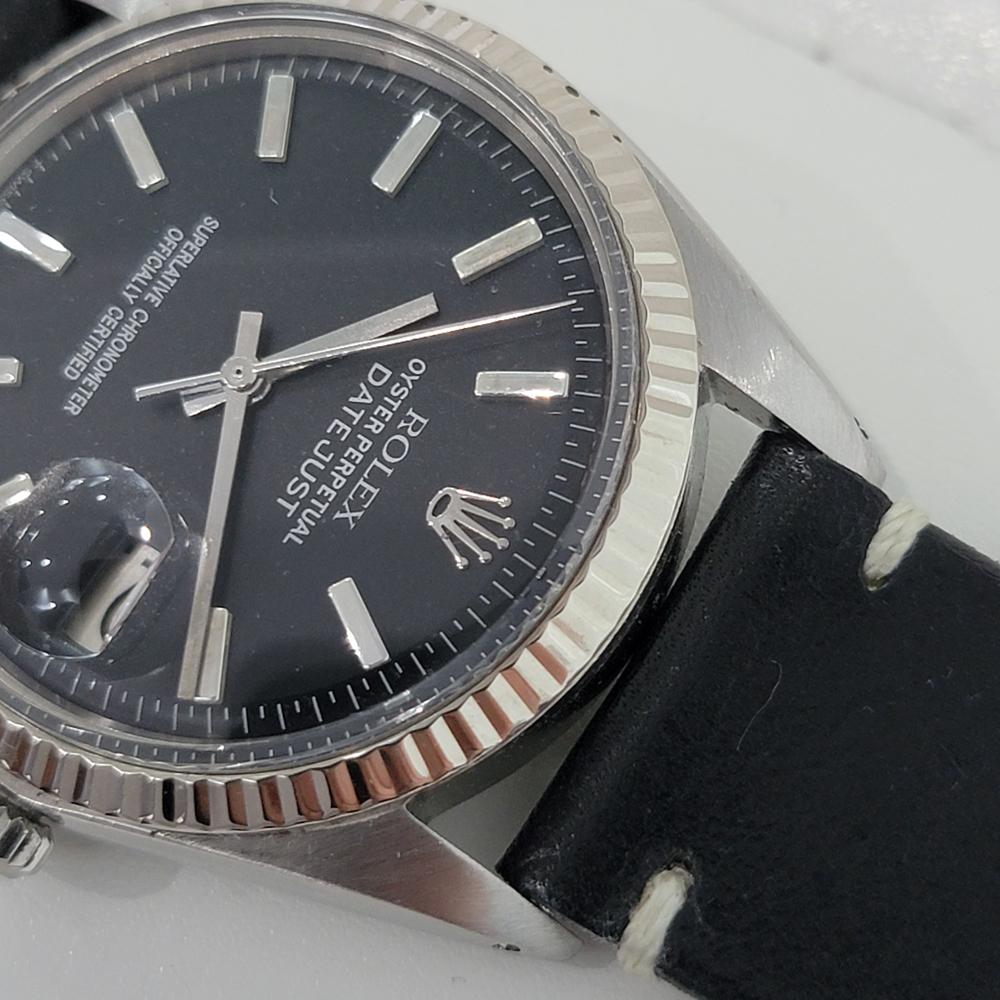 Mens Rolex Oyster Datejust 1601 18k White Gold SS Automatic 1960s RA284 In Excellent Condition In Beverly Hills, CA