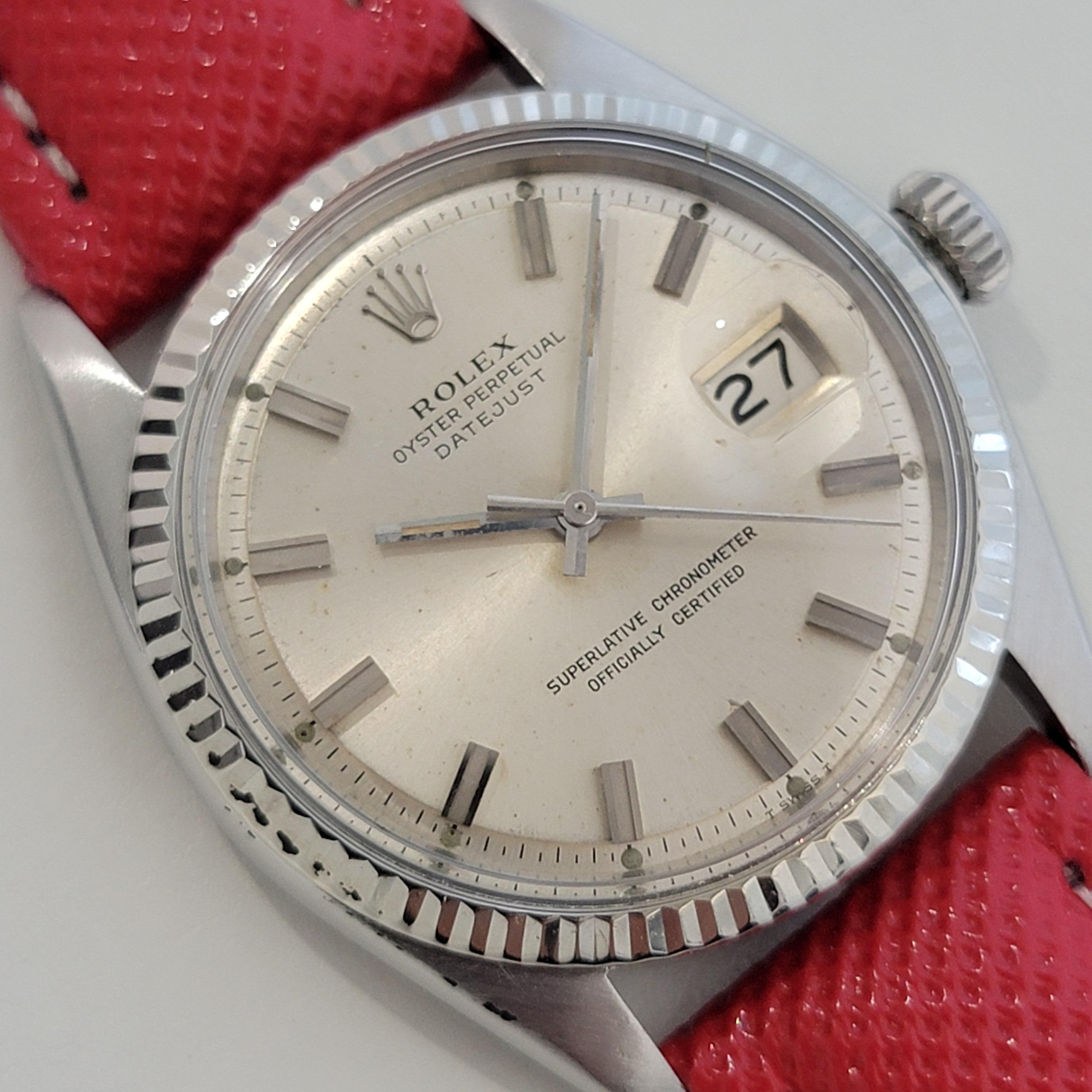 De los hombres Mens Rolex Oyster Datejust 1601 18k White Gold SS Automatic 1970s Vintage RA388R