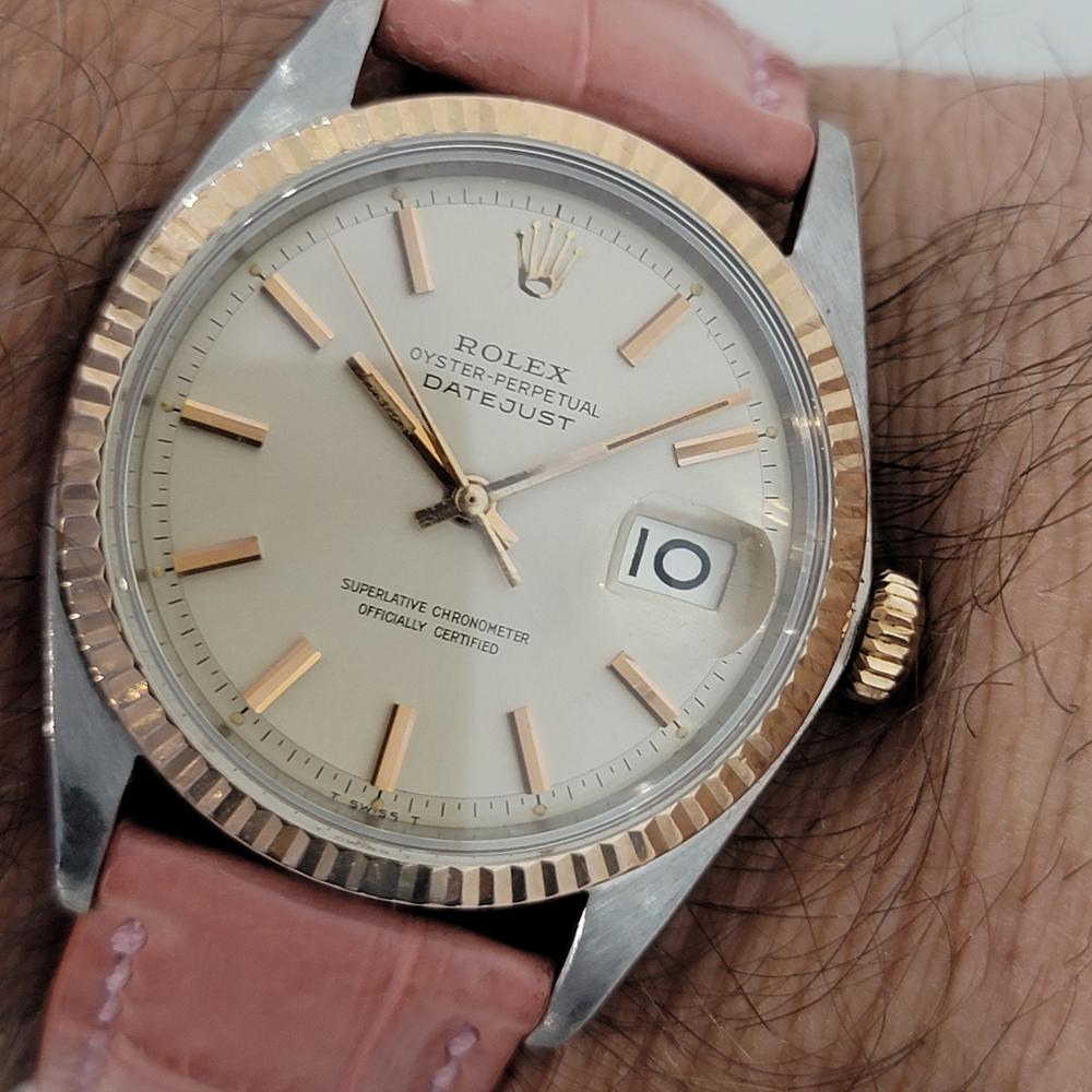 Homme Rolex Oyster Datejust 1601 1960s Or Rose 18k SS Automatique RJC183 en vente 6