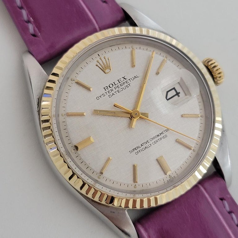 Mens Rolex Oyster Datejust 1601 14k Gold SS Automatic 1970s Vintage RJC178P In Excellent Condition For Sale In Beverly Hills, CA