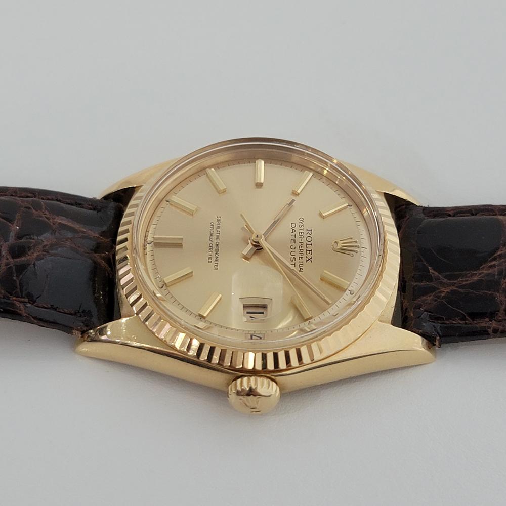 Mens Rolex Oyster Datejust 1601 18k Gold Automatic 1960s Vintage RJC128 In Excellent Condition In Beverly Hills, CA