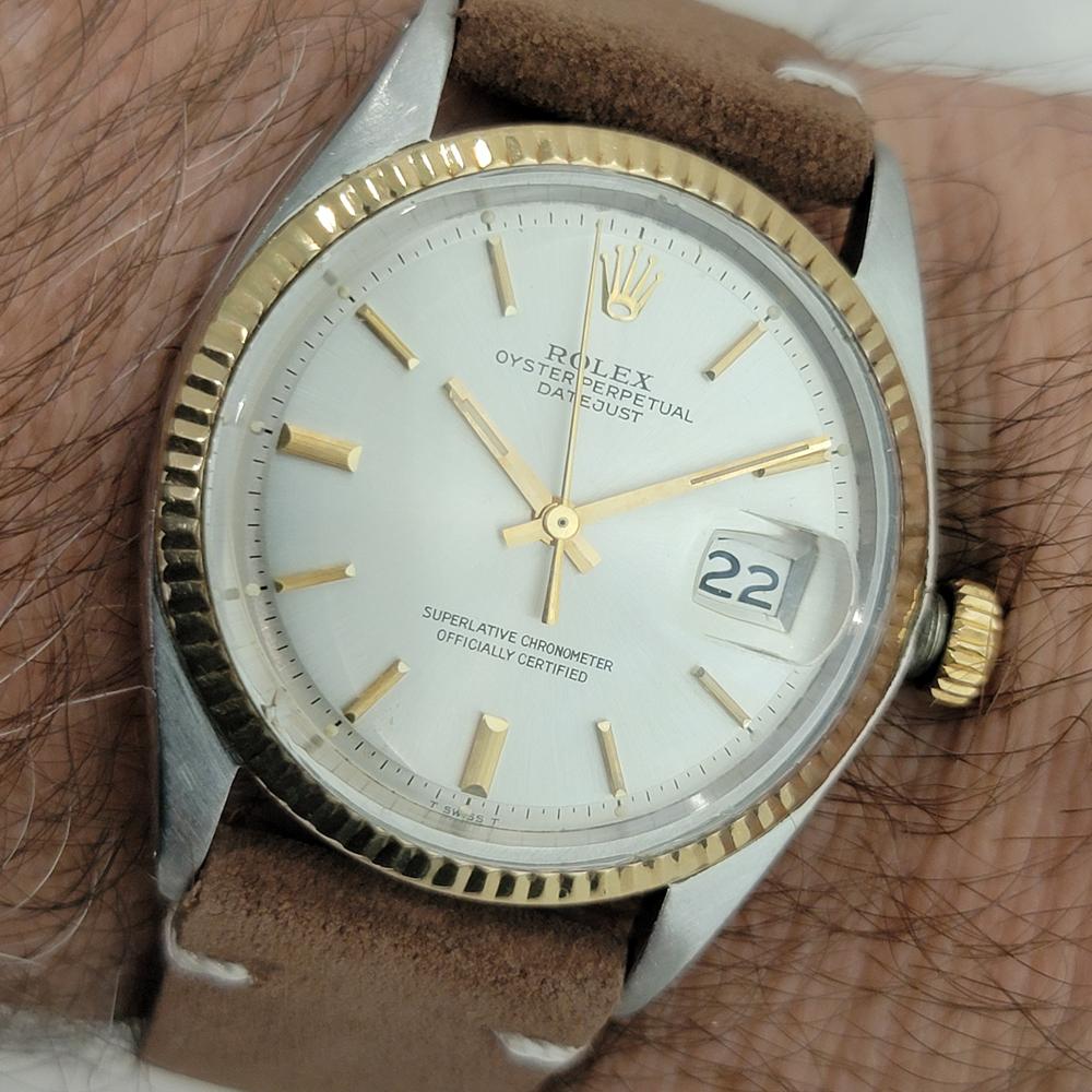 Mens Rolex Oyster Datejust 1601 36mm 18k Gold SS 1970s Automatic Vintage RA389B im Angebot 9