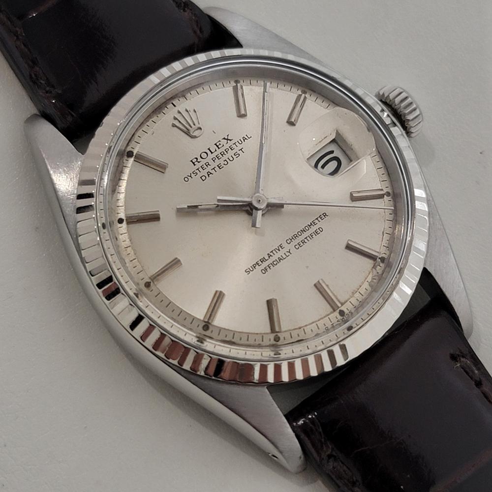 Rolex Oyster Datejust 1601 36 mm or 18 carats SS 1970 automatique vintage RA389B Excellent état - En vente à Beverly Hills, CA