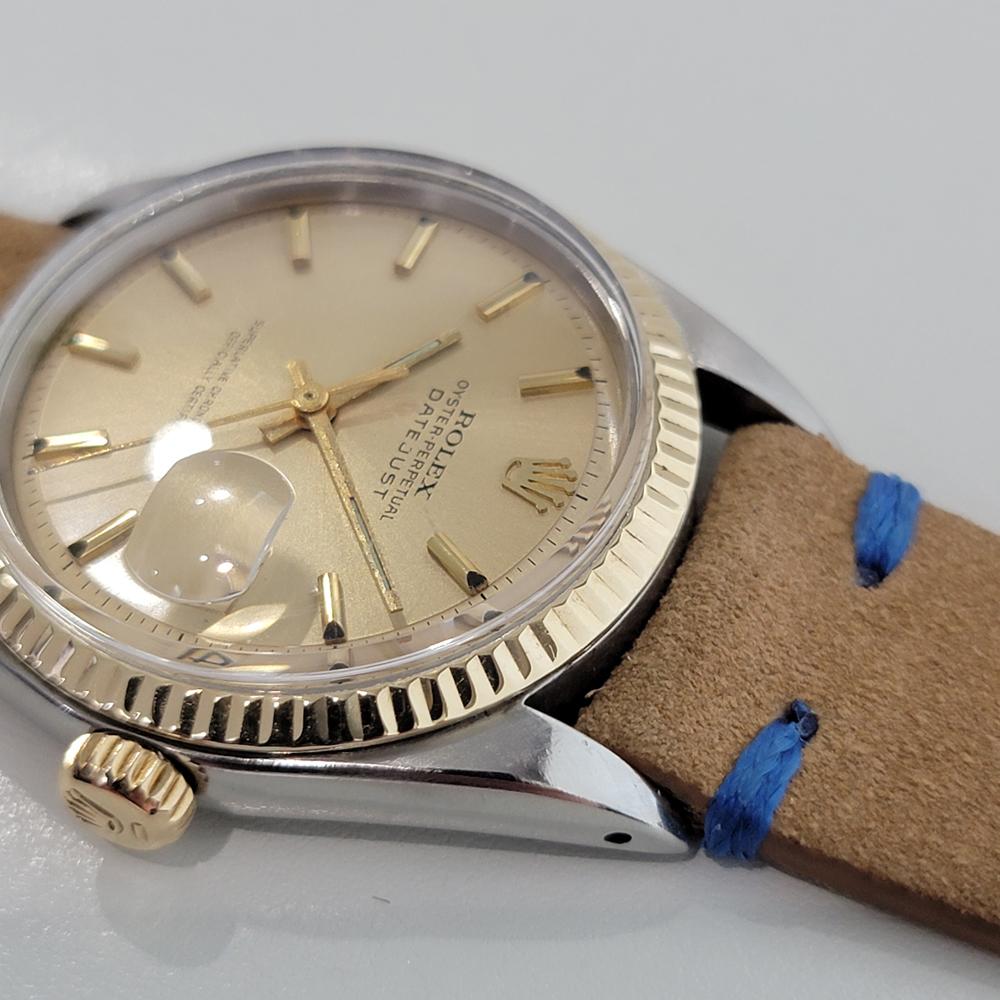 Mens Rolex Oyster Datejust 1601 18k Gold SS Automatic 1960s Vintage RA318 In Excellent Condition For Sale In Beverly Hills, CA