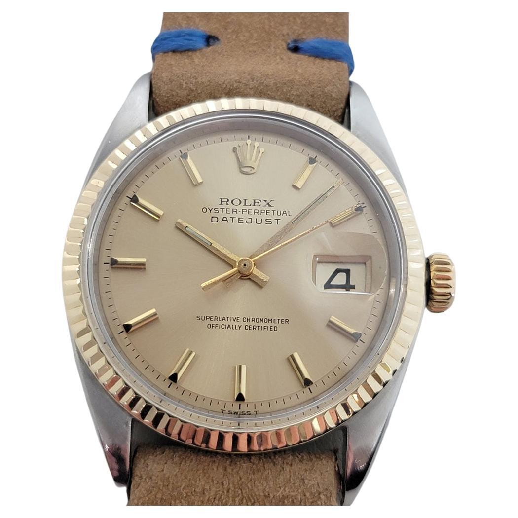 Mens Rolex Oyster Datejust 1601 18k Gold SS Automatic 1960s Vintage RA318 For Sale