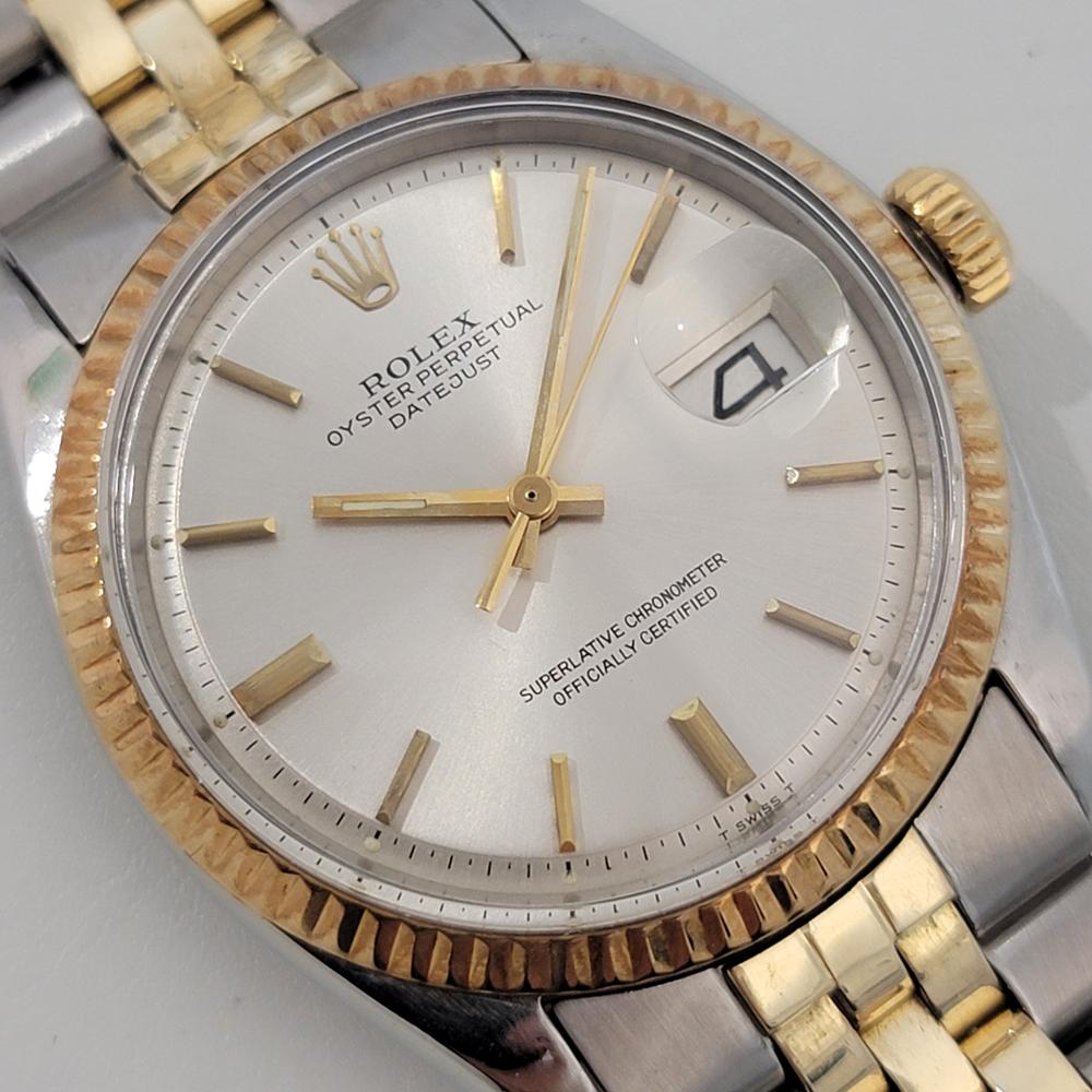 Mens Rolex Oyster Datejust 1601 36mm 18k Gold SS Automatic 1970s Swiss RJC189S In Excellent Condition In Beverly Hills, CA