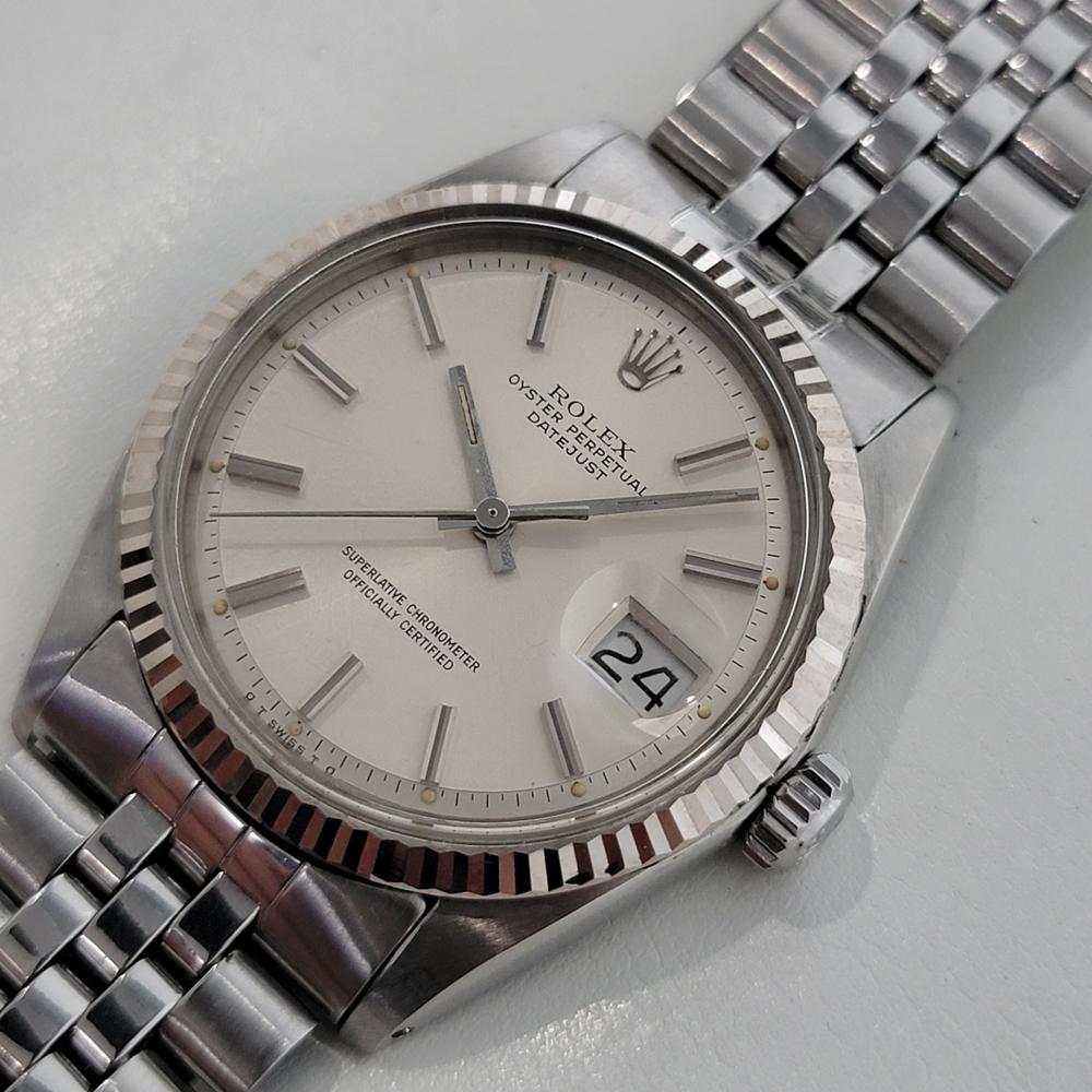 Mens Rolex Oyster Datejust 1601 18k Gold SS Automatic 1970s Vintage RA334 In Excellent Condition For Sale In Beverly Hills, CA