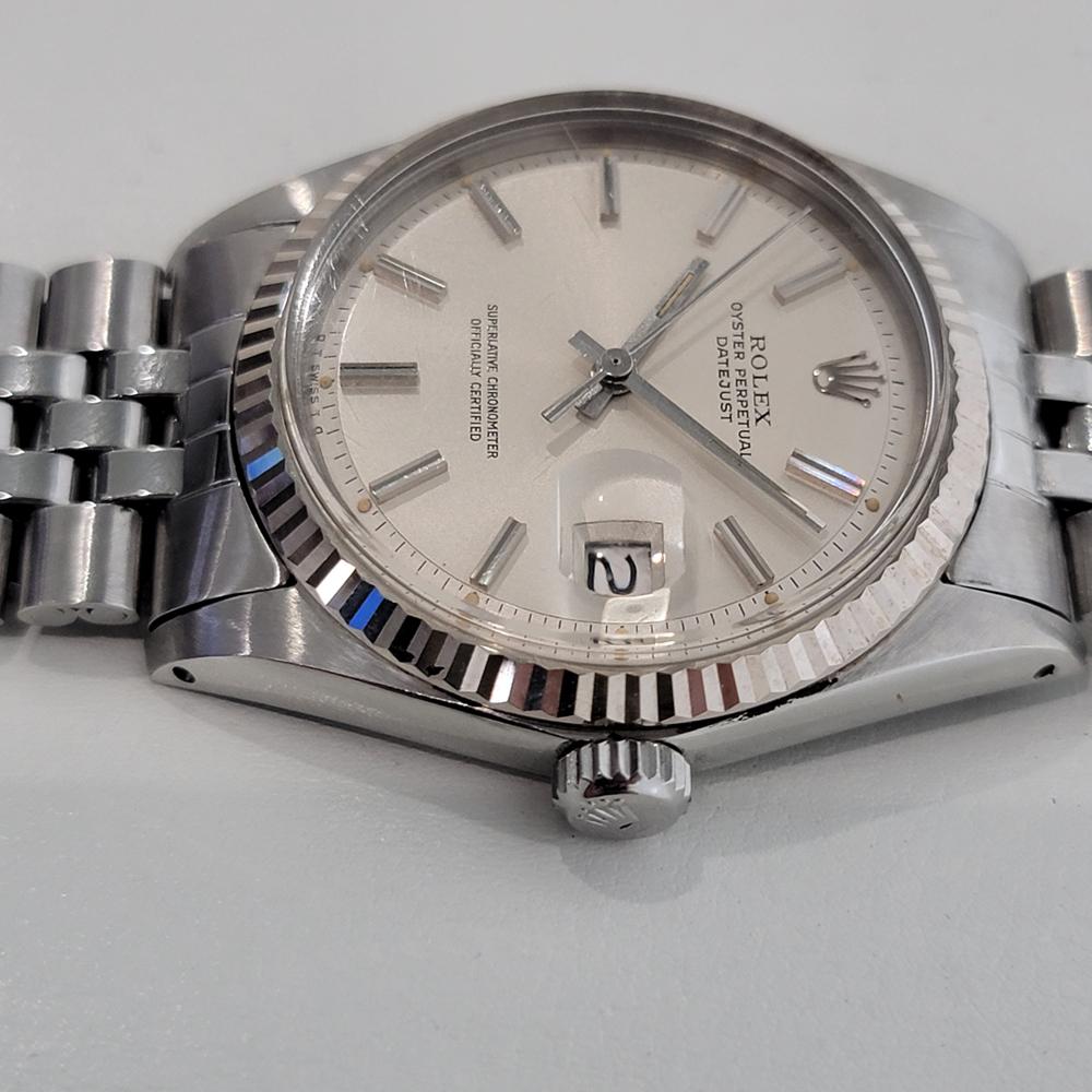 Men's Mens Rolex Oyster Datejust 1601 18k Gold SS Automatic 1970s Vintage RA334 For Sale
