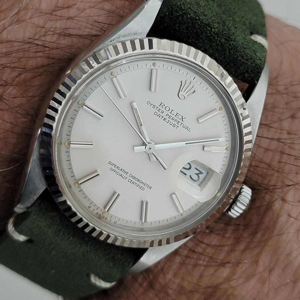 Mens Rolex Oyster Datejust 1601 18k Gold SS Automatic 1970s Vintage RA334G For Sale 6