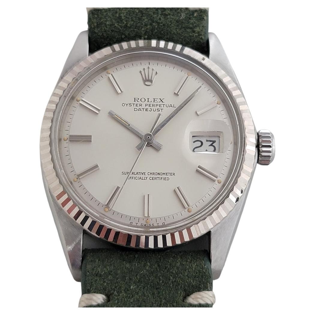Mens Rolex Oyster Datejust 1601 18k Gold SS Automatic 1970s Vintage RA334G For Sale