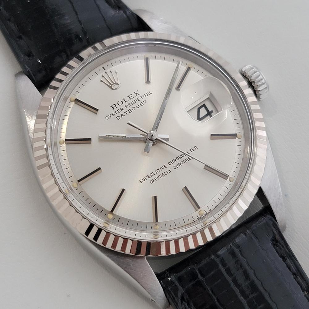 Mens Rolex Oyster Datejust 1601 18k Gold SS Automatic 1970s Vintage RA336B In Excellent Condition In Beverly Hills, CA