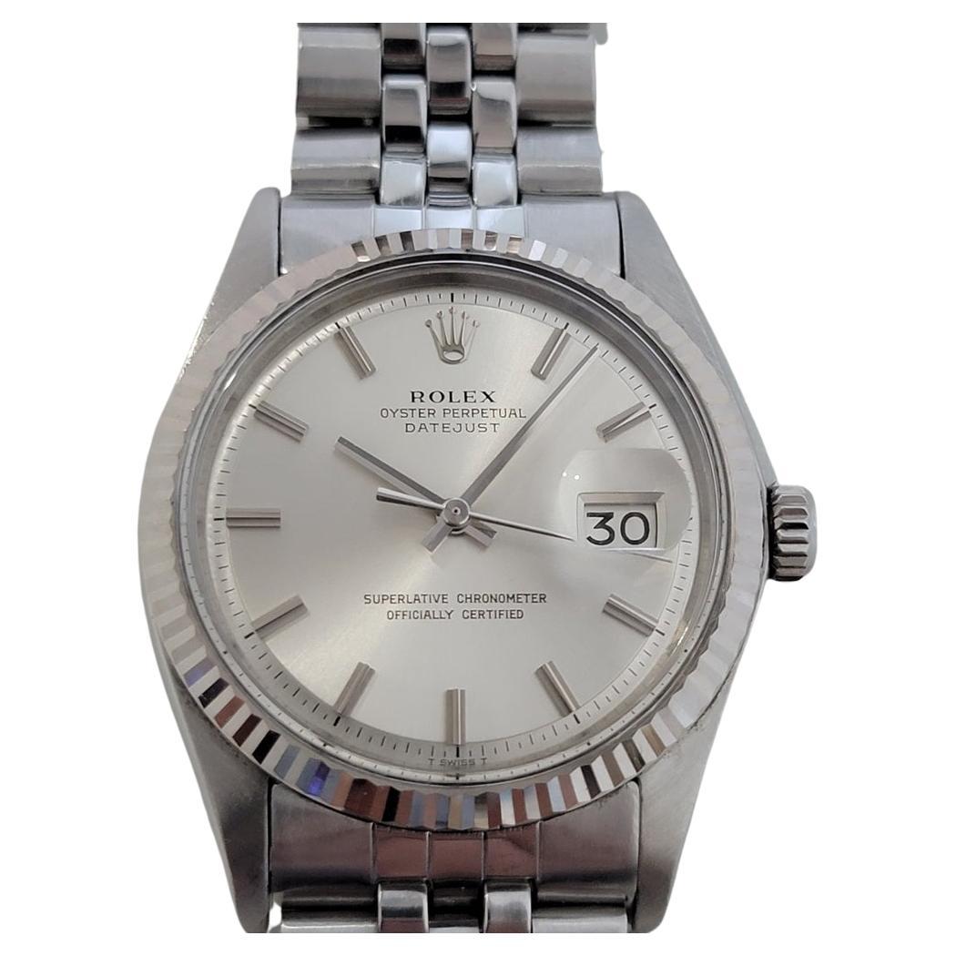 Mens Rolex Oyster Datejust 1601 18k Gold SS Automatic 1970s Vintage RA338 For Sale
