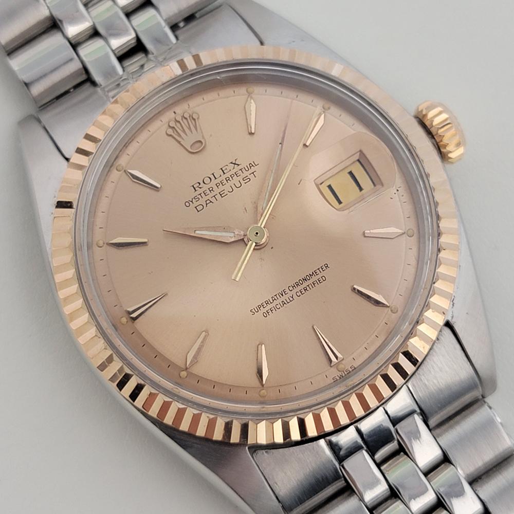 Rolex Oyster Datejust 1601 36 mm or rose 18 carats automatique SS, années 1960 NA126S Excellent état à Beverly Hills, CA
