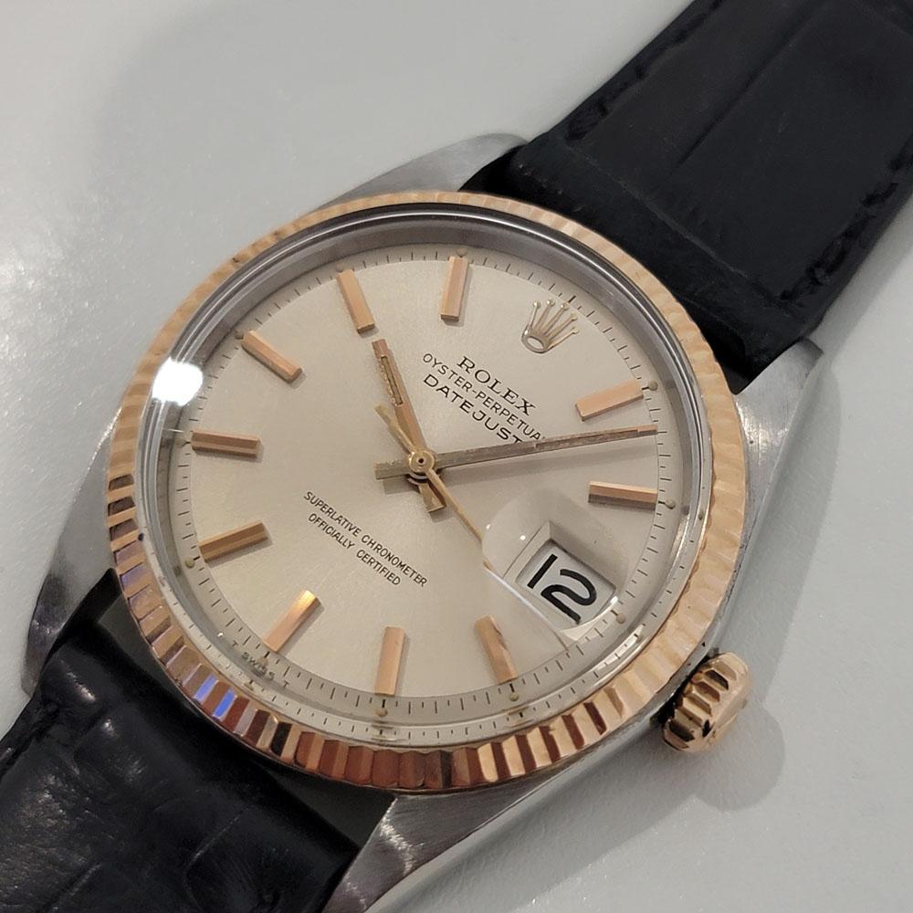Mens Rolex Oyster Datejust 1601 18k Rose Gold SS Automatic 1960s RJC183B In Excellent Condition For Sale In Beverly Hills, CA