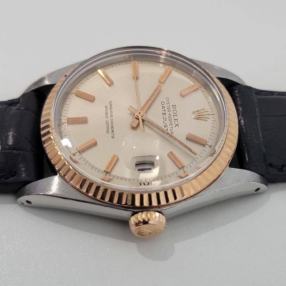 Men's Mens Rolex Oyster Datejust 1601 18k Rose Gold SS Automatic 1960s RJC183B For Sale