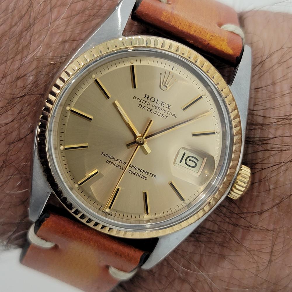 Mens Rolex Oyster Datejust 1601 18k SS Automatic 1970s Vintage RJC112B For Sale 7