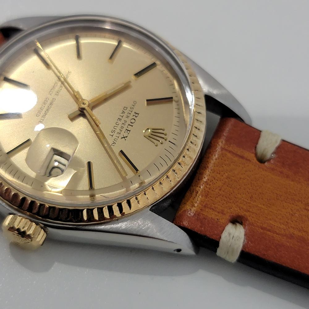 Mens Rolex Oyster Datejust 1601 18k SS Automatic 1970s Vintage RJC112B In Excellent Condition In Beverly Hills, CA
