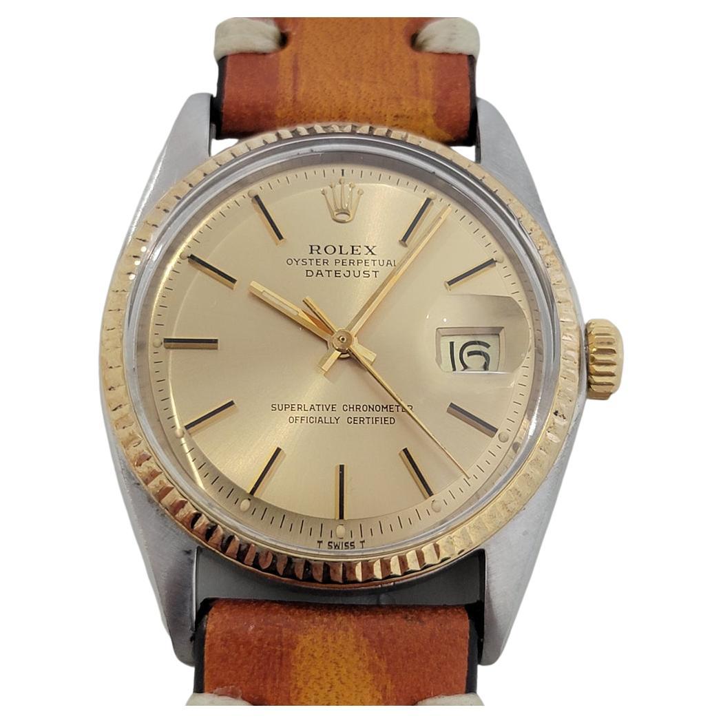 Mens Rolex Oyster Datejust 1601 18k SS Automatic 1970s Vintage RJC112B For Sale