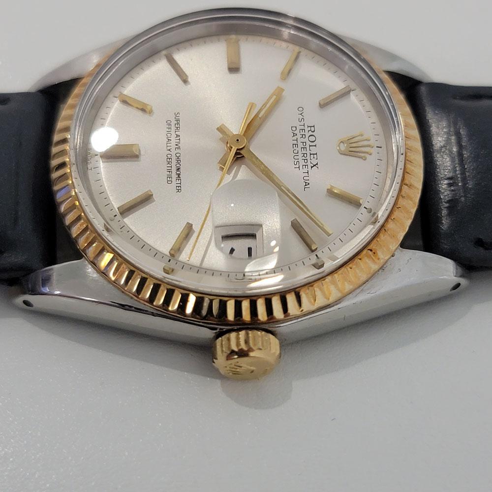 Mens Rolex Oyster Datejust 1601 18k SS Automatic 1970s Vintage RJC189B In Excellent Condition For Sale In Beverly Hills, CA
