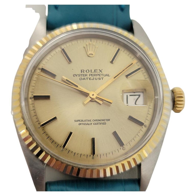 Mens Rolex Oyster Datejust 1601 18k SS Automatic 1970s Vintage Swiss RA170 For Sale