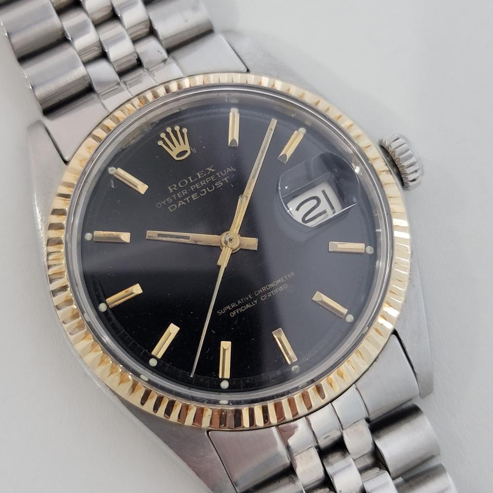 Mens Rolex Oyster Datejust 1601 18k SS Automatic 1970s Vintage Swiss RA225 In Excellent Condition In Beverly Hills, CA