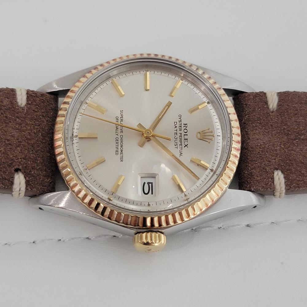 Mens Rolex Oyster Datejust 1601 18k SS Automatic 1970s Vintage Swiss RJC132 In Excellent Condition In Beverly Hills, CA