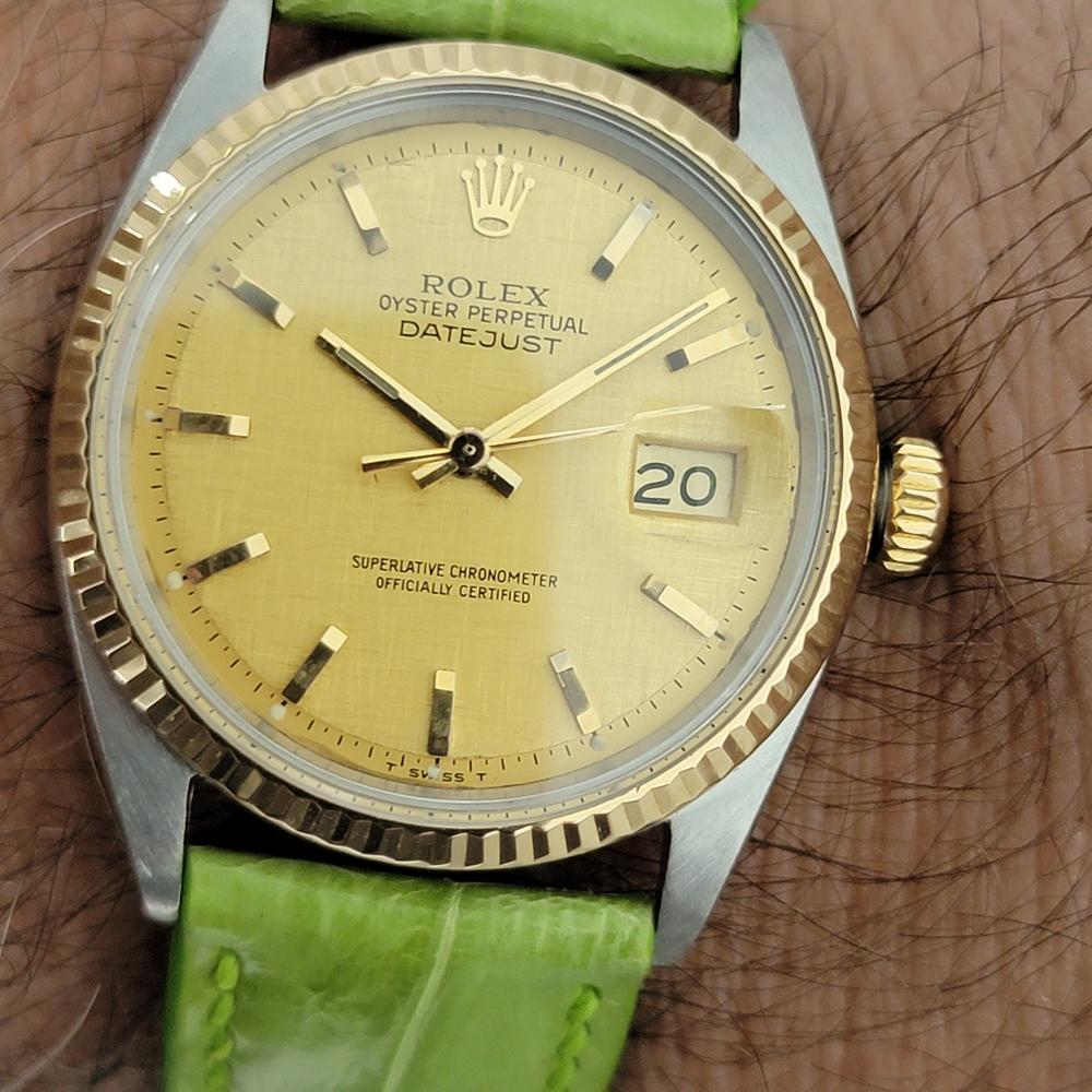 Mens Rolex Oyster Datejust 1601 18k SS Automatic 1970s Vintage Swiss RJC141 For Sale 5