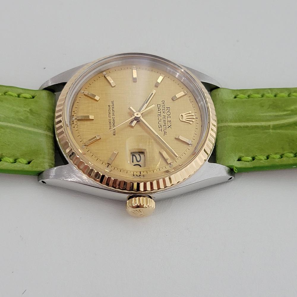 Mens Rolex Oyster Datejust 1601 18k SS Automatic 1970s Vintage Swiss RJC141 In Excellent Condition For Sale In Beverly Hills, CA