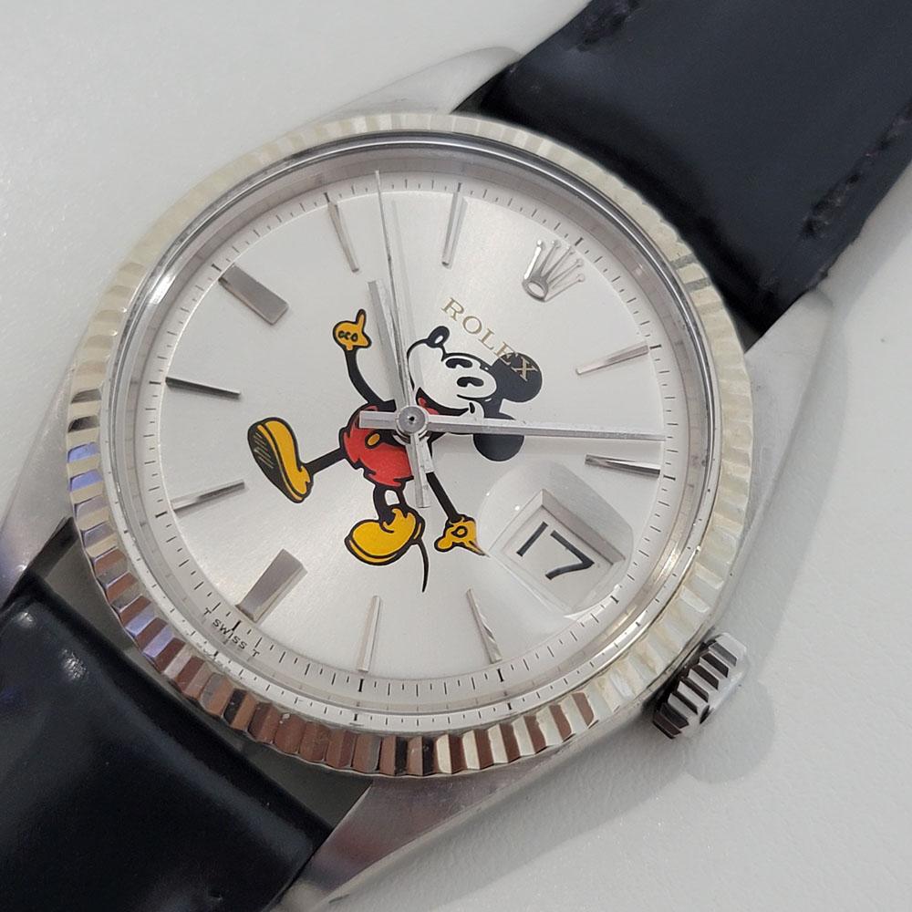 Homme Rolex Oyster Datejust 1601 36mm 18k SS Automatic Mickey Dial 1970s RJC199B Excellent état à Beverly Hills, CA