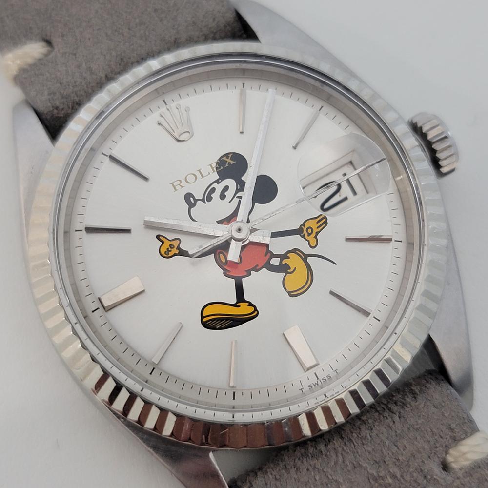 Herren Rolex Oyster Datejust 1601 18k SS Mickey Zifferblatt Automatik, 1970er Jahre RJC199 im Zustand „Hervorragend“ in Beverly Hills, CA