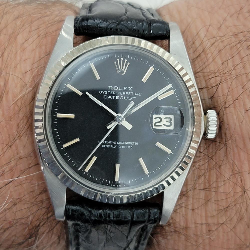 Homme Rolex Oyster Datejust 1601 Or blanc 18k SS Automatique 1960s RA286 en vente 8