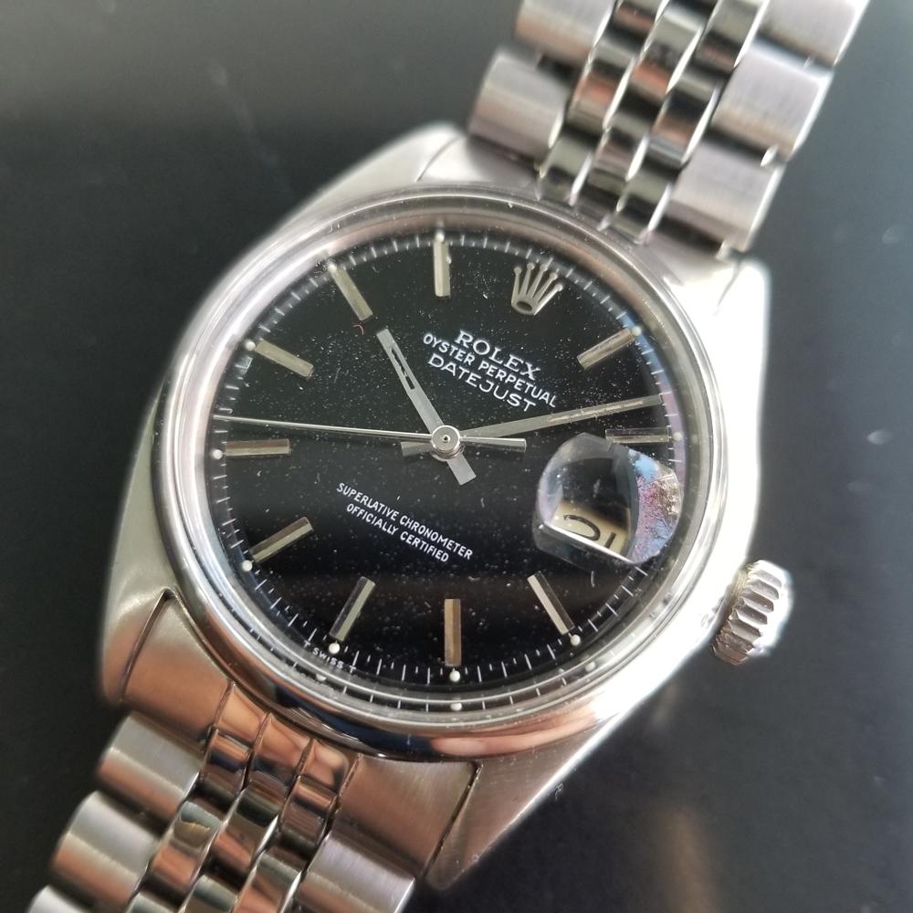 Mens Rolex Oyster Datejust 1601 Automatic 1960s Swiss Vintage RA131 In Excellent Condition In Beverly Hills, CA