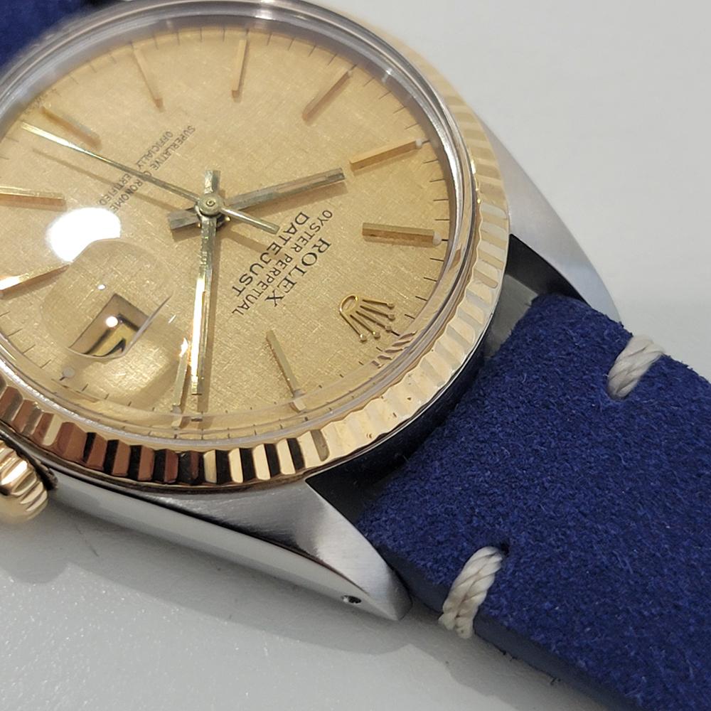 Mens Rolex Oyster Datejust 16013 18k SS 36mm Linen Dial Automatic 1980s NA108B For Sale 2