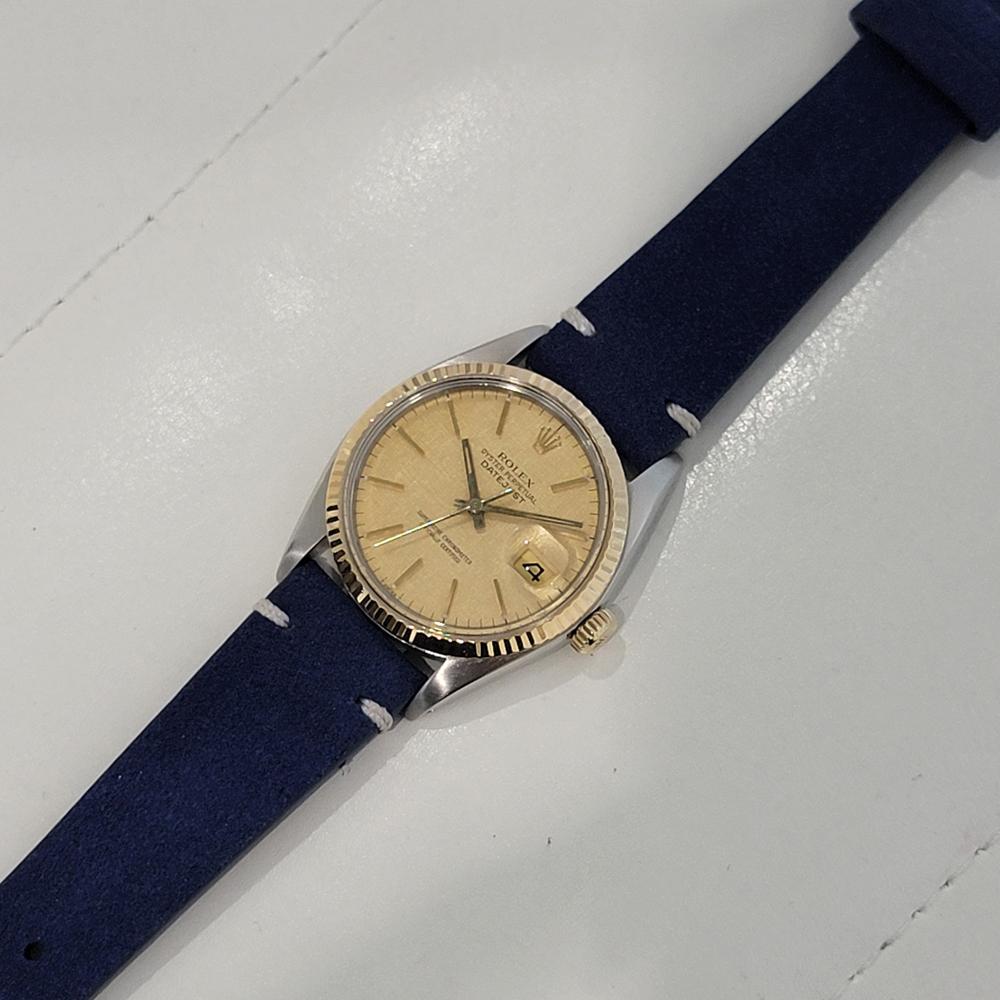 Mens Rolex Oyster Datejust 16013 18k SS 36mm Linen Dial Automatic 1980s NA108B For Sale 3