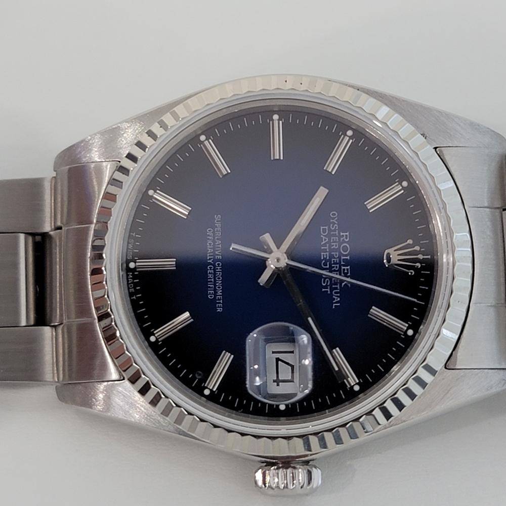 Men's Mens Rolex Oyster Datejust 16014 18k SS Automatic Blue Dial 1980s RJC127