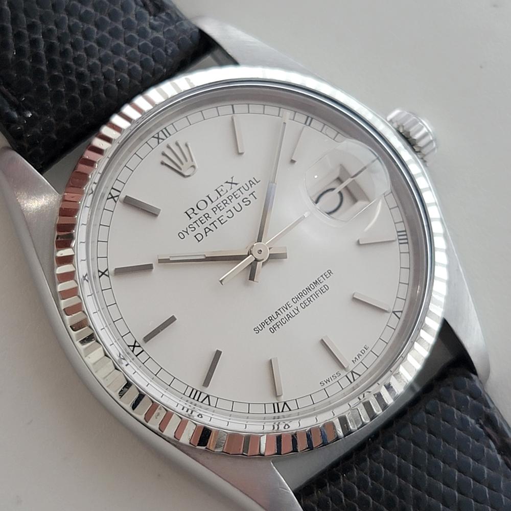 Mens Rolex Oyster Datejust 16014 36mm 18k White Gold SS Automatic 1970s  RA520B In Excellent Condition For Sale In Beverly Hills, CA