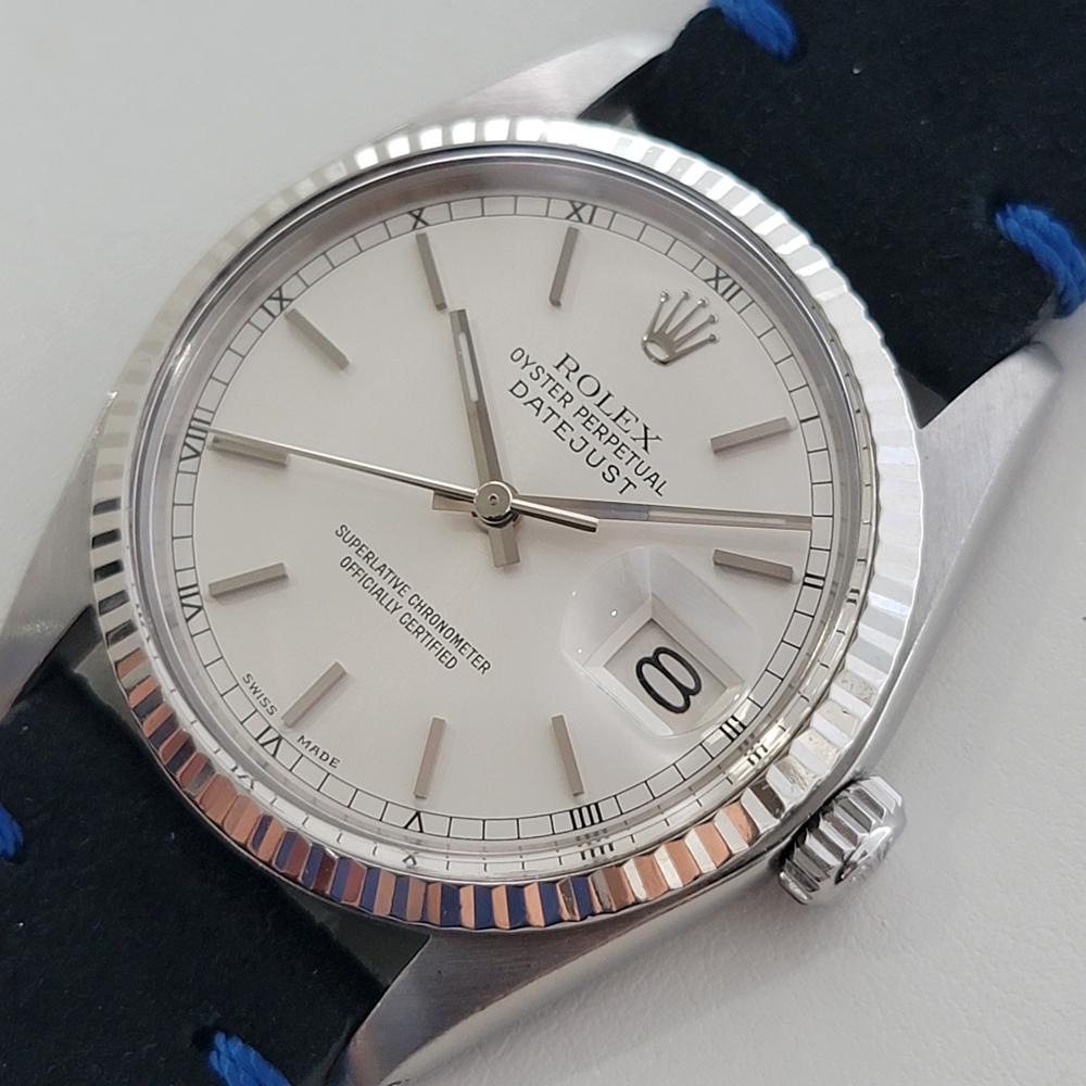 Men's Mens Rolex Oyster Datejust 16014 36mm 18k White Gold SS Automatic 1970s  RA520 For Sale